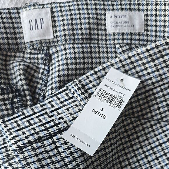 GAP NWT Signature Mini Houndstooth Blue Black Skinny Ankle Pants Women's 4 P - Picture 4 of 12